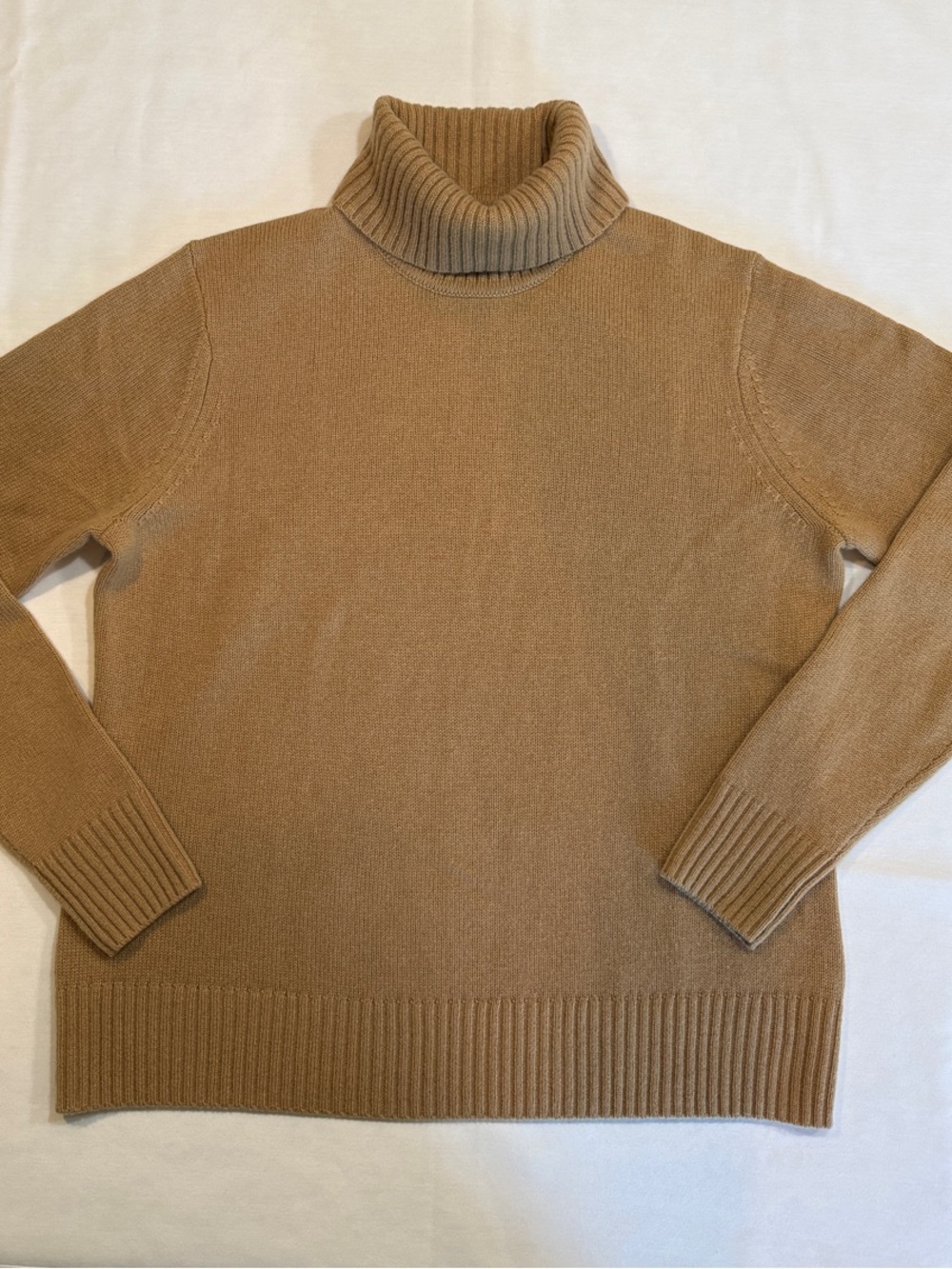 Brooks Brothers Pure Cashmere Turtleneck Sweater Camel Tan Beige Women's XL